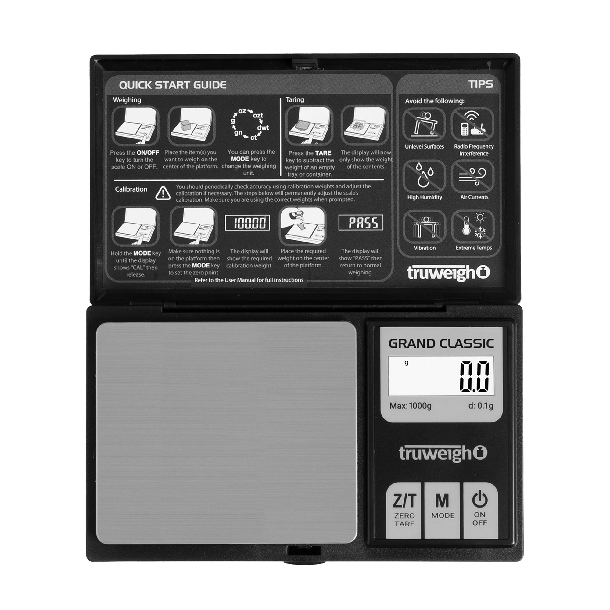 Truweigh Classic Digital Scale 1000G X 0.1G Black